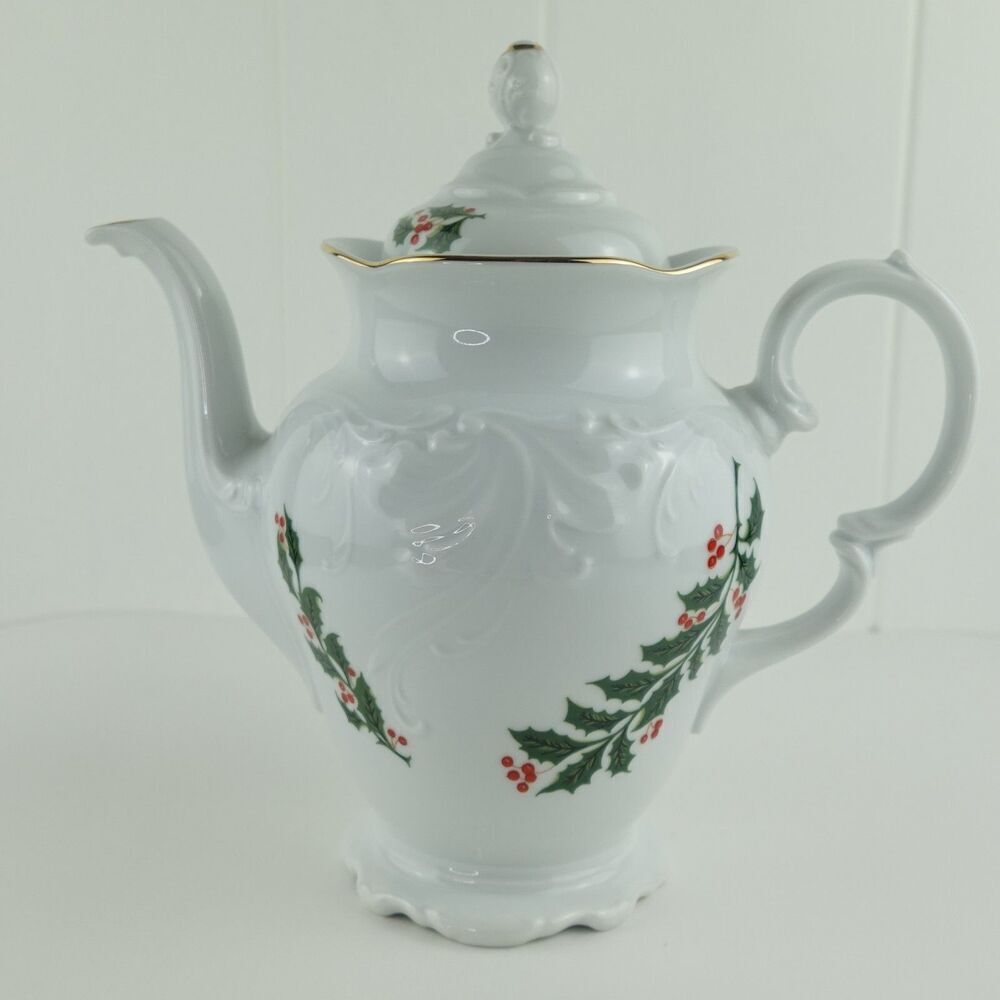 Royal Kent Holiday Holly Coffee Pot & Lid Poland